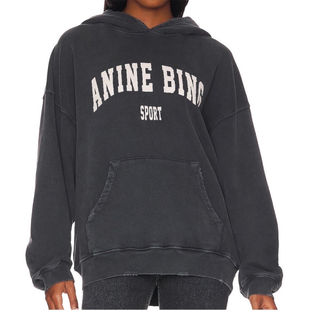 Anine Bing Washed Black Harvey Hoodie